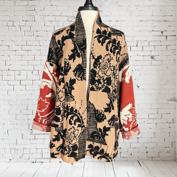 Anthropologie Sweaters - Anthropologie Lola Cardigan Sweater Sz XS/S Oversized Black Multi Floral Boho